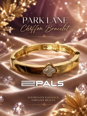 Park Lane Women’s Chiffon Bracelet Gold Tone Mother of Pearl Stretch Bracelet
